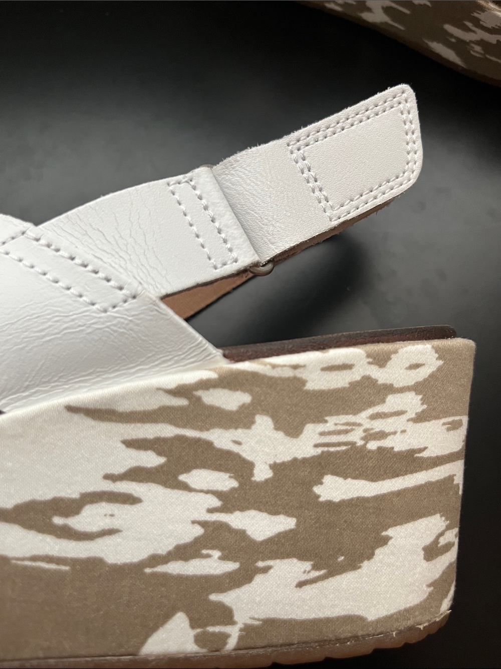 Clarks White Leather Cross-Strap Wedge Sandals - Picture 9 of 10